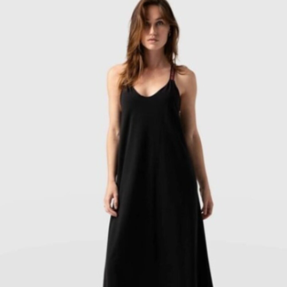 NWT Saint + Sofia Sunset Tank Dress Black Leopard Strap Scoop Neck Maxi dress - Picture 6 of 8